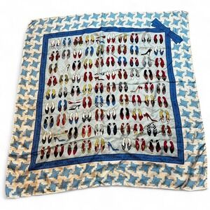 Vintage Charles Jourdan shoes blue‎ white silk scarf